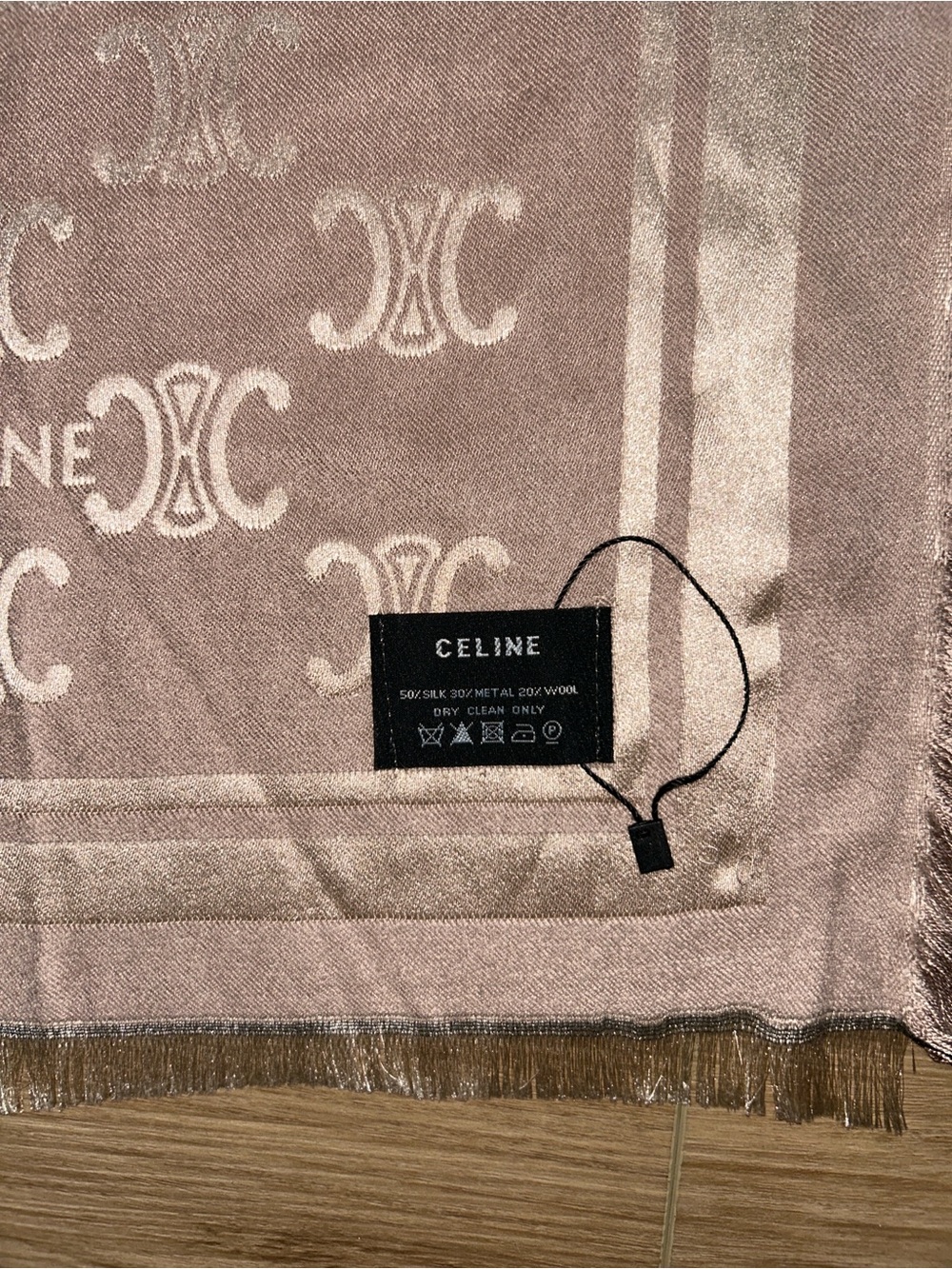 Celine Cream and Taupe Monogram Throw - Picture 3 of 3